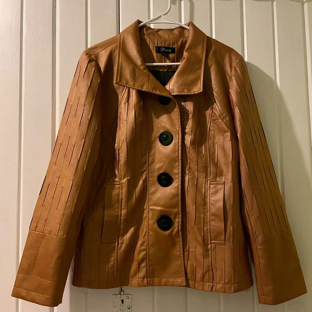 Faux leather Flair jacket-Large NWOT
